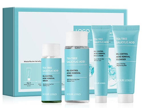 private label tea tree salicylic acid skincare set