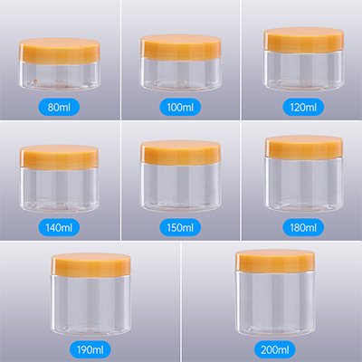 transparent jars with brown cap