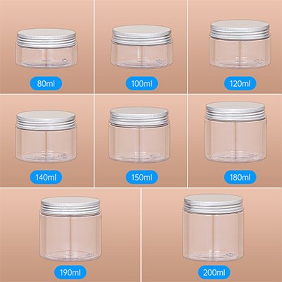 transparent pink jars with alu cap