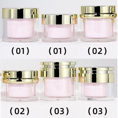 transparent pink jars with gold cap