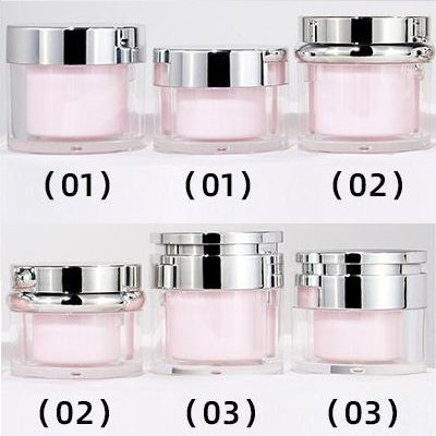 transparent pink jars with silver cap
