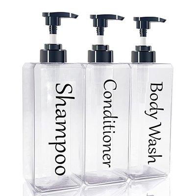 transparent shampoo bottle